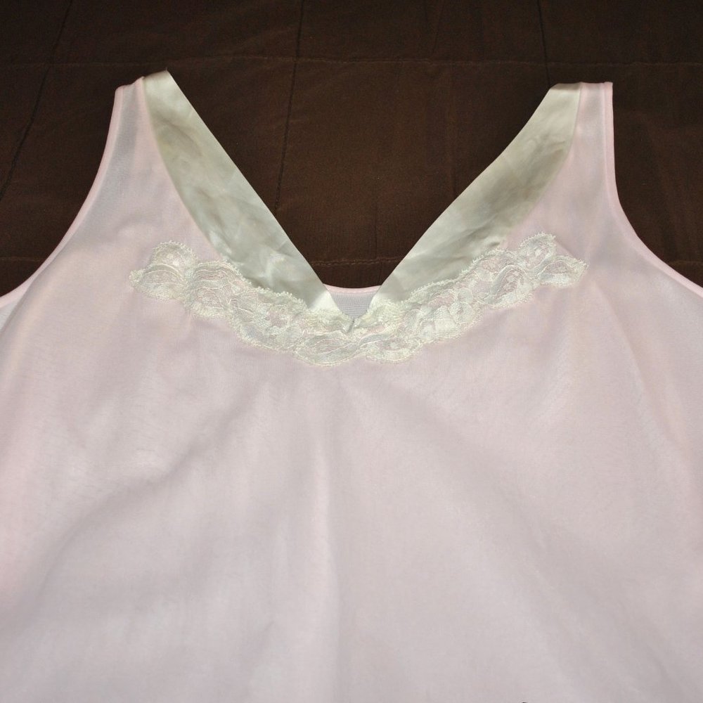 Vintage Sears Peignoir Set Size Small 32-34 Pink & White Short Nightie & Robe - Picture 7 of 15